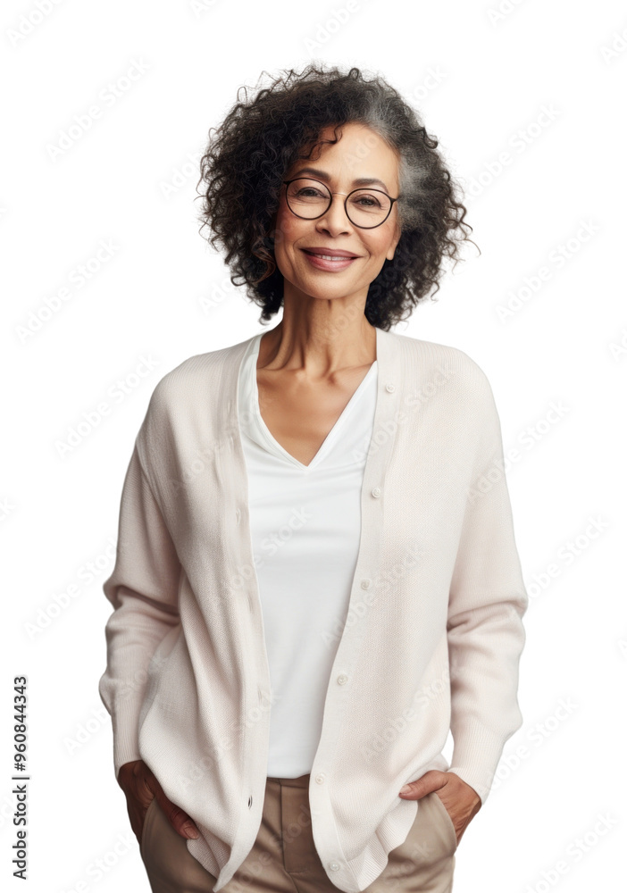 PNG Cream cardigan mockup portrait glasses sweater. PNG Cream cardigan mockup portrait glasses sweater.