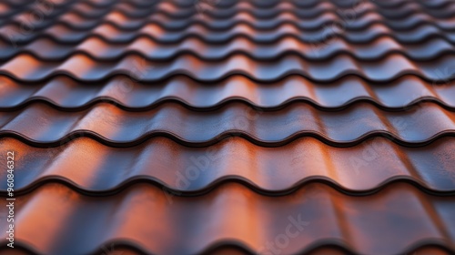 Roof Shingles Close-up. House roof, background with copy space. Tiles Roof shingles with garret.