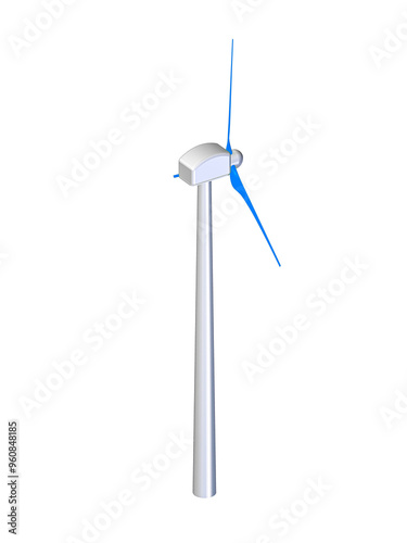 3D Render of a Wind Turbine Propeller for Renewable Energy, Highlighting Wind Power, Sustainability, Engineering Design. Ideal for Illustrations in Environmental and Industrial Projects