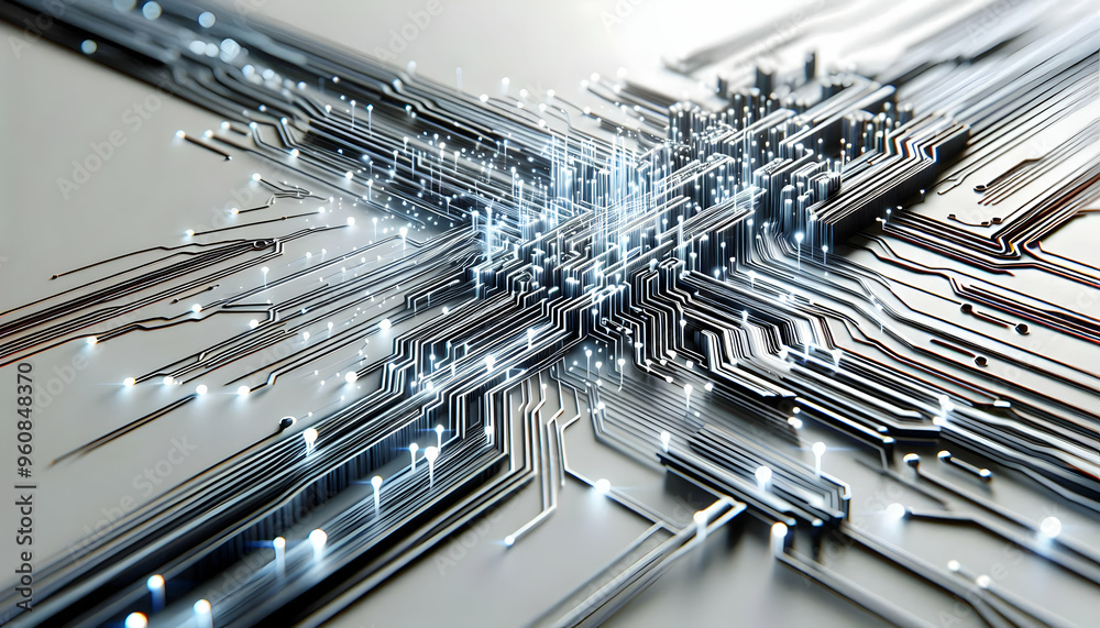 3D Abstract Digital Circuit with Light Pulses - Concept of Advanced Technology and Data Flow 3D Abstract Digital Circuit with Light Pulses - Concept of Advanced Technology and Data Flow