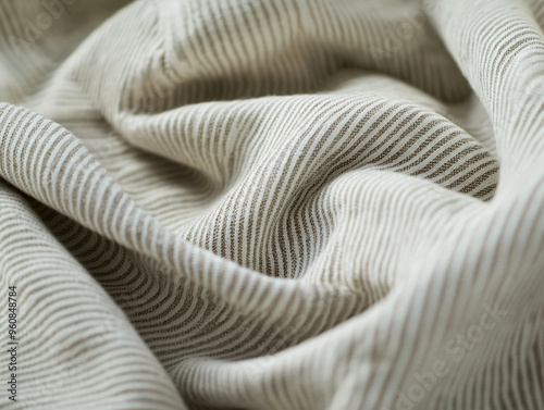 seersucker fabric, photorealistic, intricate texture detail, alternating smooth and puckered stripes photo