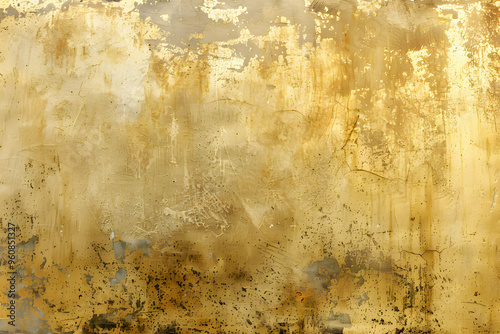 Grunge gold background with weathered texture, subtle scratches, and aged patina