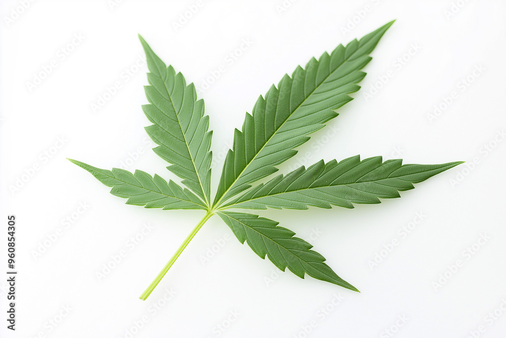 green marijuana leaf ganja on white background, generative AI green marijuana leaf ganja on white background, generative AI