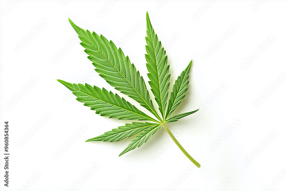 green marijuana leaf ganja on white background, generative AI green marijuana leaf ganja on white background, generative AI