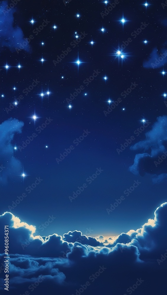 A starry night sky with clouds and bright stars shining, phone background wallpaper, ai generated A starry night sky with clouds and bright stars shining, phone background wallpaper, ai generated