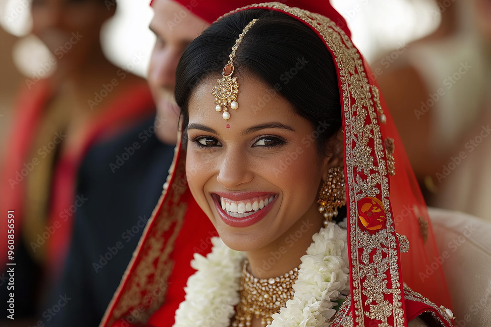 indian traditional wedding of happy indian couple, generative AI Stock ...