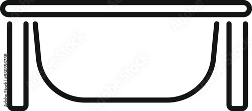 Simple line drawing of a bathtub, perfect for representing concepts related to hygiene, relaxation, and bathroom fixtures
