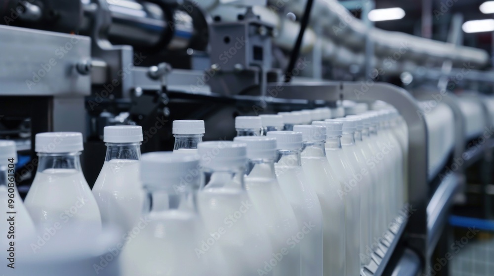 Automated milk factory, robotic factory line for processing milk