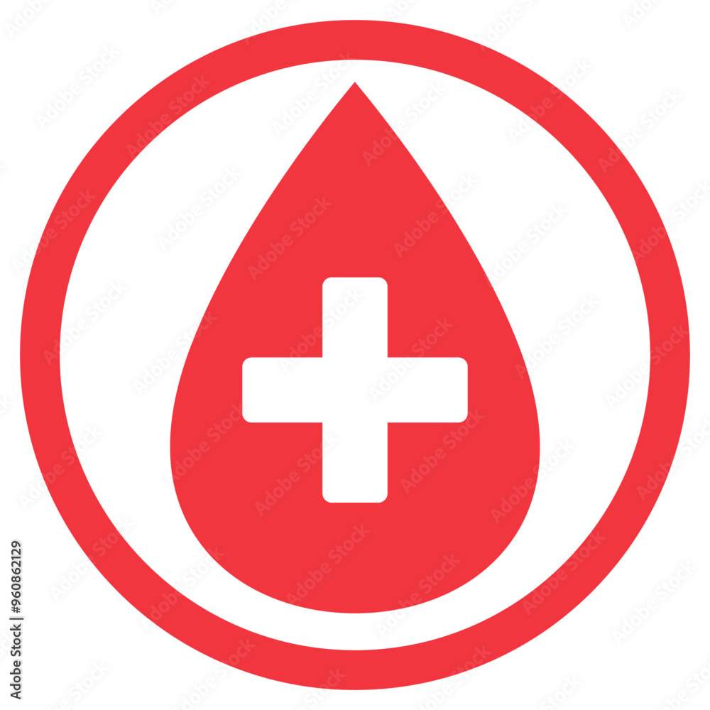 Red blood drop with medical cross isolated on white background. Red blood drop with medical cross isolated on white background.