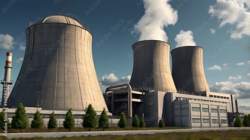 Nuclear power plant isolated on transparency background Nuclear power plant isolated on transparency background