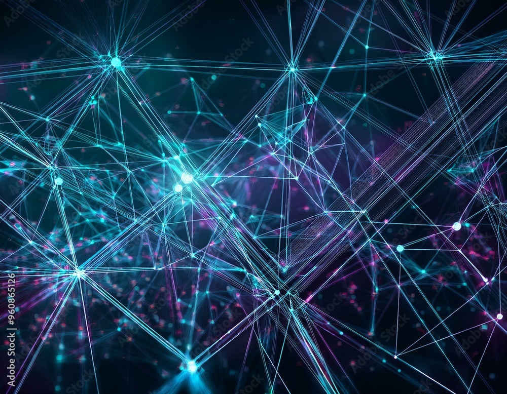 Abstract polygonal background from lines, dots and glowing particles with plexus effect Abstract polygonal background from lines, dots and glowing particles with plexus effect