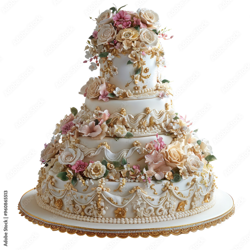 Big Cake on Pure White Background with Abundant Details Big Cake on Pure White Background with Abundant Details