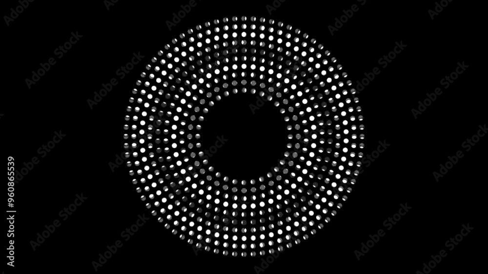 Circular tunnel polka dots black and white rotating. moving dots animation.
