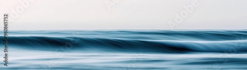 Overlapping waves in cool tones, creating depth and movement, calm waves, cool tranquility