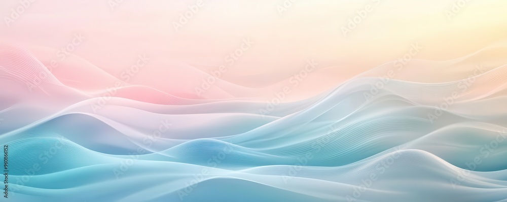Soft, flowing wave patterns in pastel tones, abstract background, calming waves, serene atmosphere Soft, flowing wave patterns in pastel tones, abstract background, calming waves, serene atmosphere