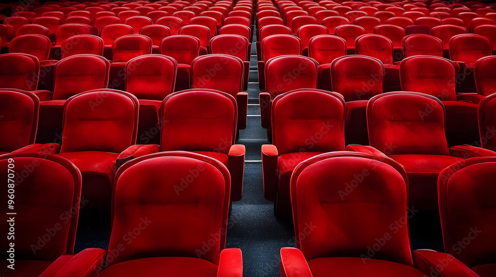Rows of Red Velvet Theater Seats