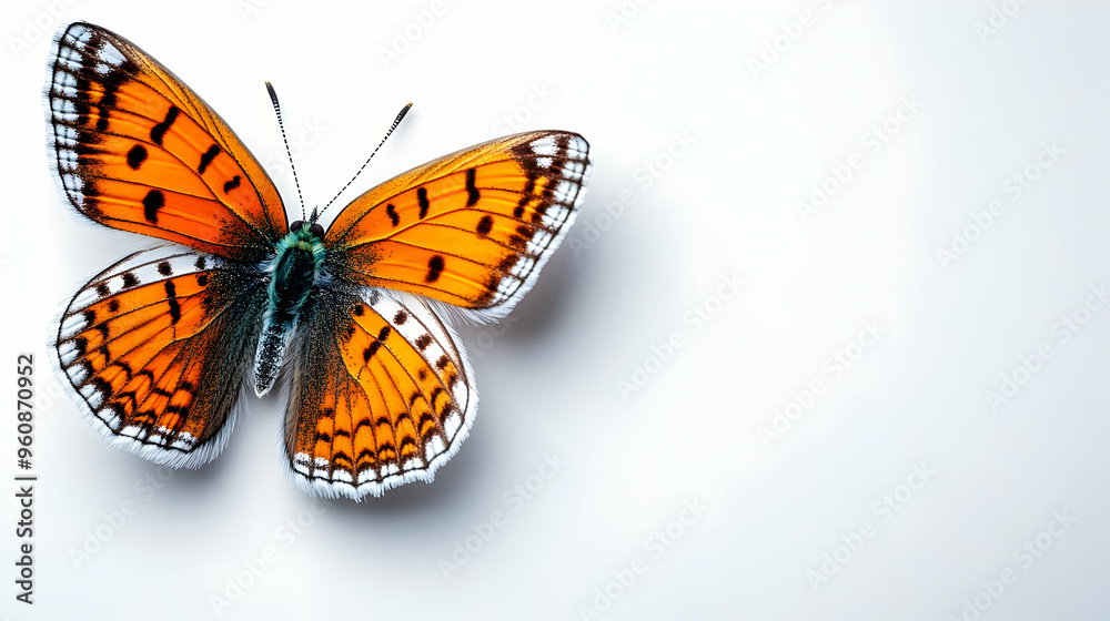 Obraz premium Orange Butterfly on White Background