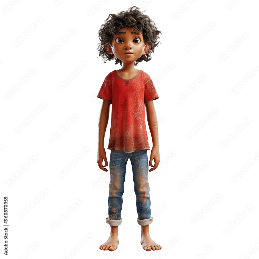 Resilient Somali Boy in Faded TShirt and Old Jeans Resilient Somali Boy in Faded TShirt and Old Jeans