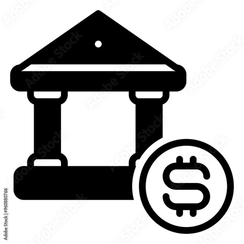 Bank icon, glyph icon style