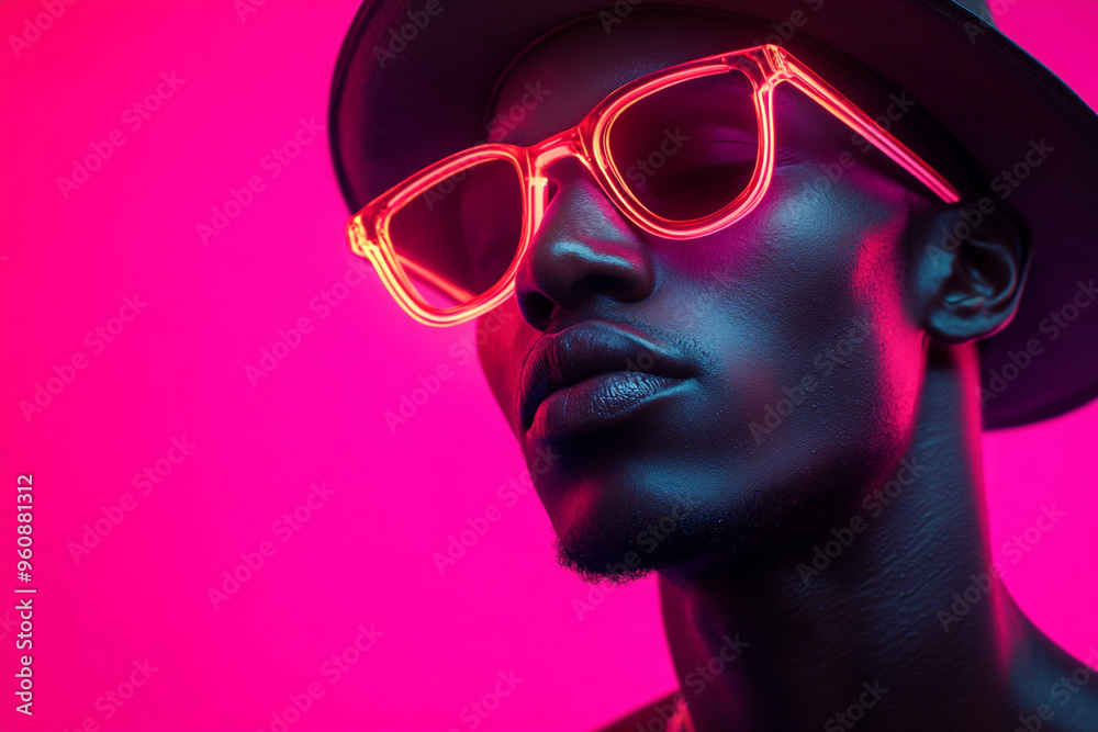 Stylish Men in Avant Grade Outfit with Solid Neon Pink Background Fashion Portrait Stylish Men in Avant Grade Outfit with Solid Neon Pink Background Fashion Portrait