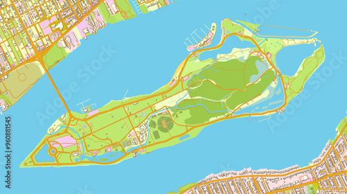 Belle Isle, Detroit, Michigan, USA artistic map