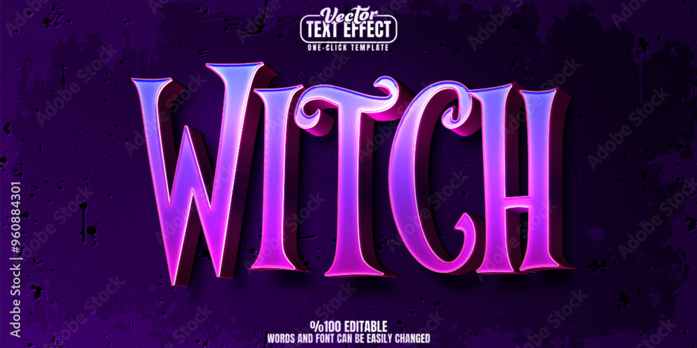 Witch editable text effect, customizable magic and halloween 3d font style