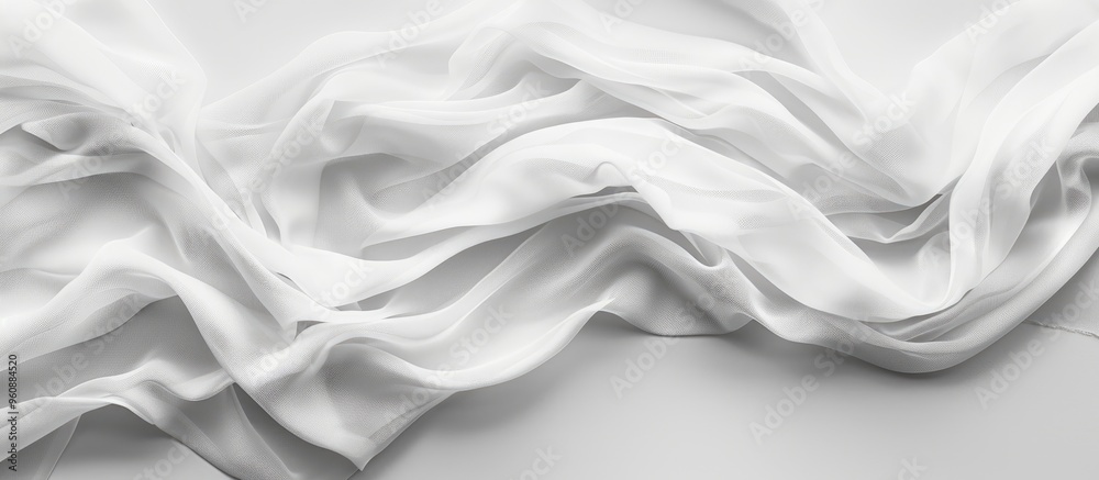 Obraz premium Close Up Of A White Fabric Cloth Flowing On White Background