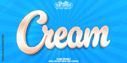 Ice cream editable text effect, customizable cream and dessert 3d font style