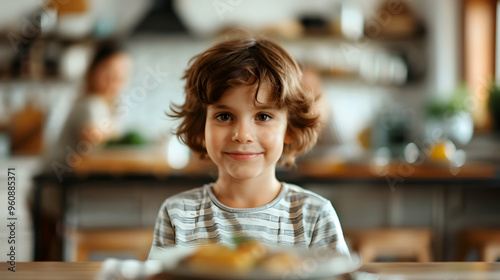 Happy Family Enjoying Breakfast Together Bright
