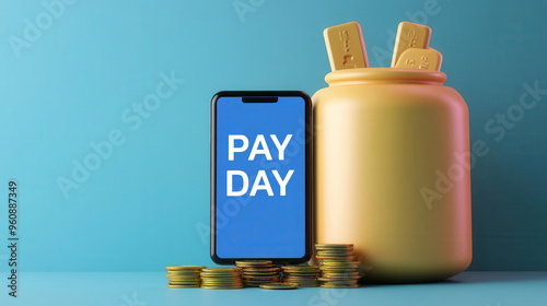 Pay day background, direct deposit notification on a smartphone, photo