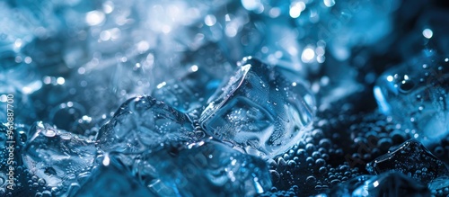 Close Up View Of The Ice Cubes In Water