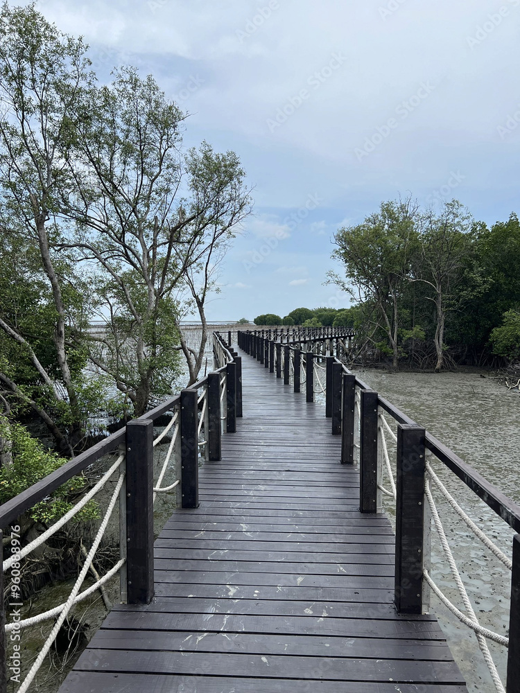 Obraz premium bridge over the river in the park