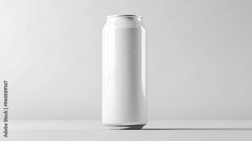 Minimalistic design of a blank white can standing on a light surface, ideal for beverage branding and creative mockups. Minimalistic design of a blank white can standing on a light surface, ideal for beverage branding and creative mockups.