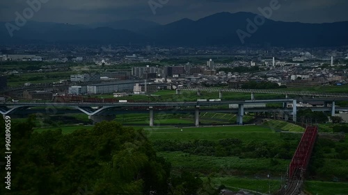 淀川三川合流域を走る京阪特急3000系 （京阪本線 石清水八幡宮 - 淀, 2024年6月） photo