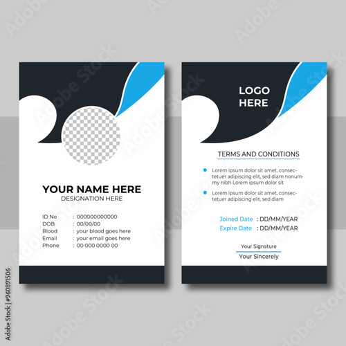 professional corporate id card template, clean id card design