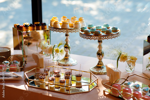 Quadro em tela Delicious desserts, Sweet cakes, delicious eclairs, Table candies, mini cakes, Delicious wedding, holiday
