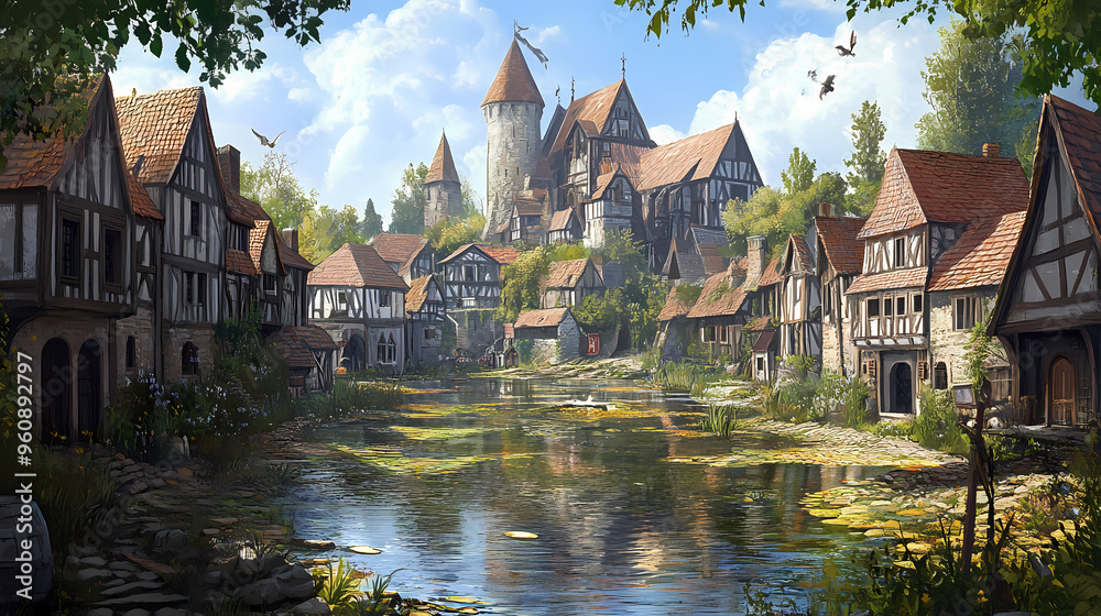 An illustration of the small medieval fantasy village. medieval fantasy. village. illustration. Medieval Village. Illustration An illustration of the small medieval fantasy village. medieval fantasy. village. illustration. Medieval Village. Illustration