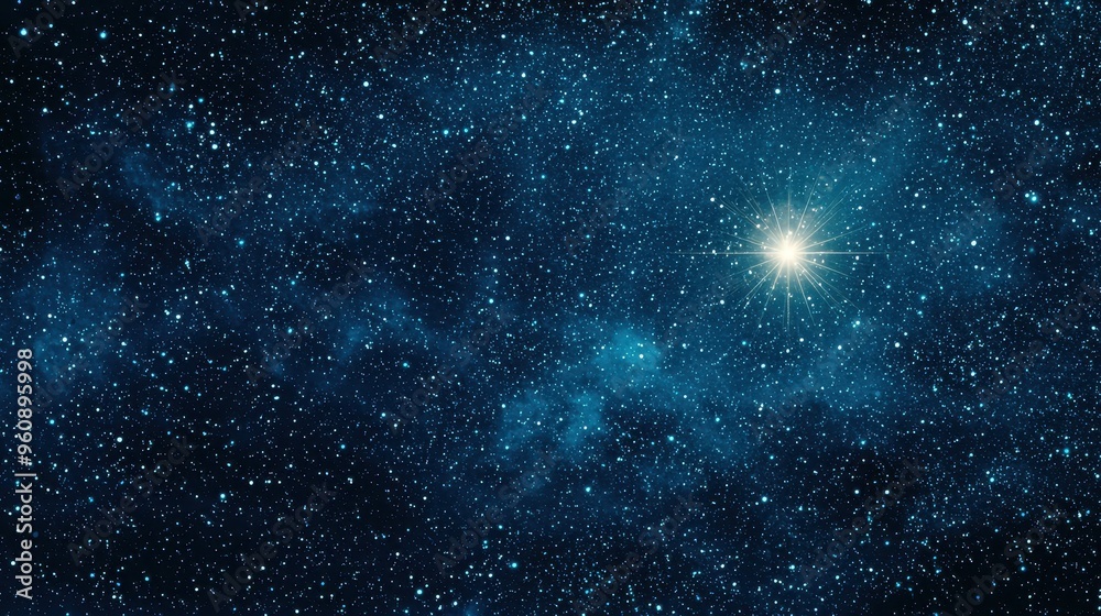 Night Sky with Bright Star and Stars Night Sky with Bright Star and Stars