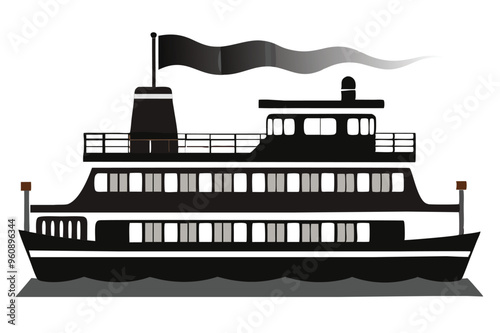 riverboat silhouette vector illustration 