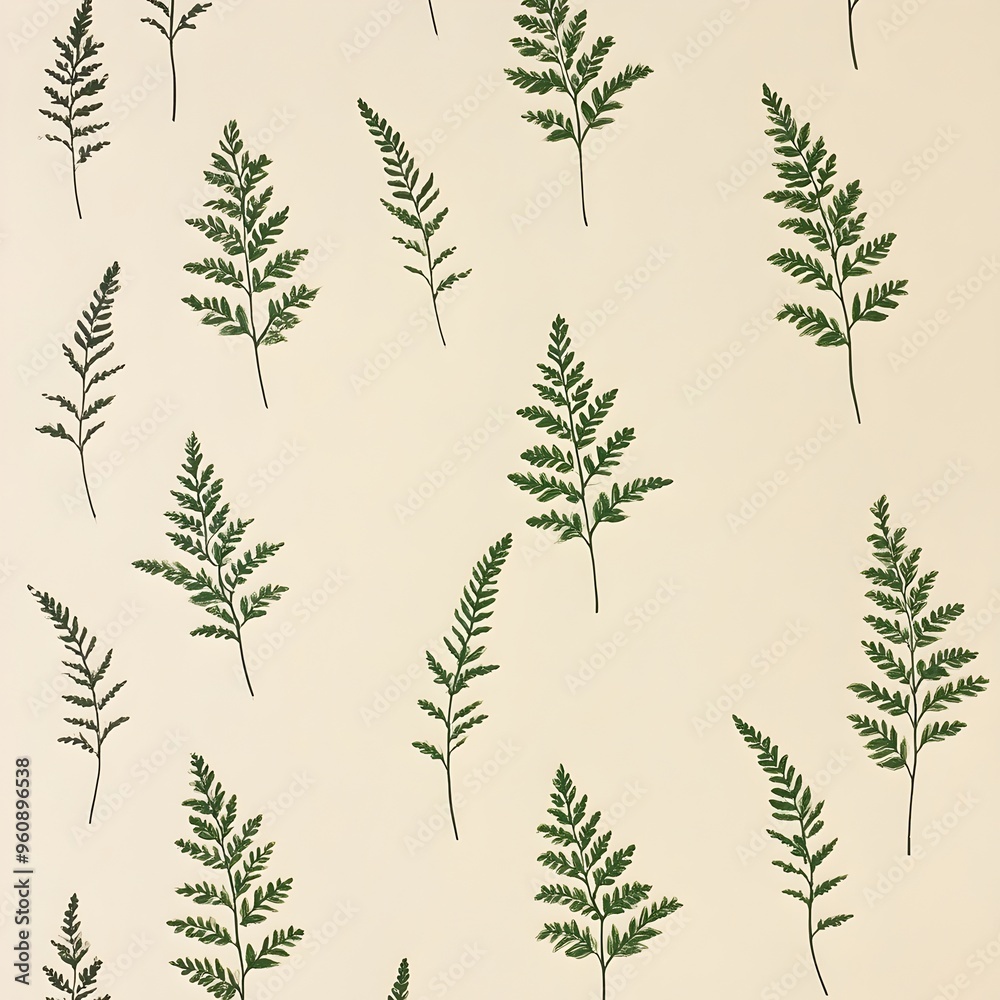 Stunning minimalist floral wallpaper design featuring tiny widely spaced green fern leaves set against a serene light cream background creating a calming and elegant aesthetic for interior spaces Stunning minimalist floral wallpaper design featuring tiny widely spaced green fern leaves set against a serene light cream background creating a calming and elegant aesthetic for interior spaces