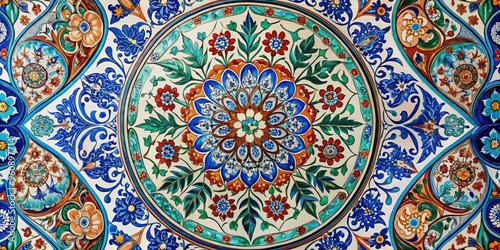 Seamless fusion of traditional Arabic calligraphy and Turkish ceramics, resulting in intricate patterns that radiate Middle Eastern elegance and refinement.