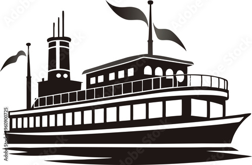 riverboat silhouette vector illustration 