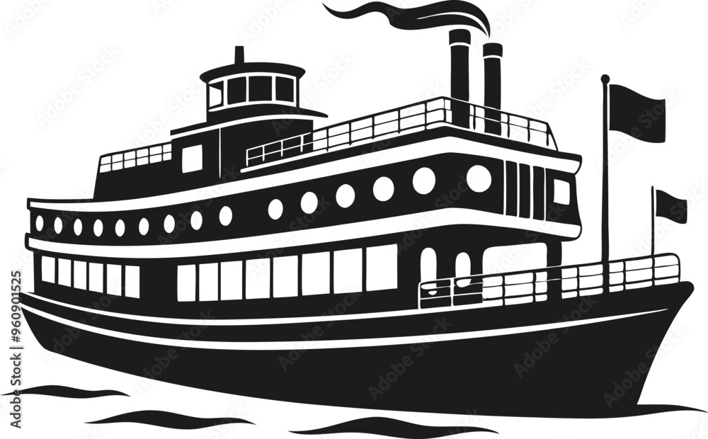 Obraz premium riverboat silhouette vector illustration 