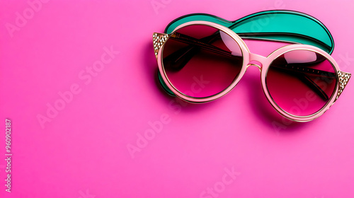 Pink Sunglasses on Magenta Background