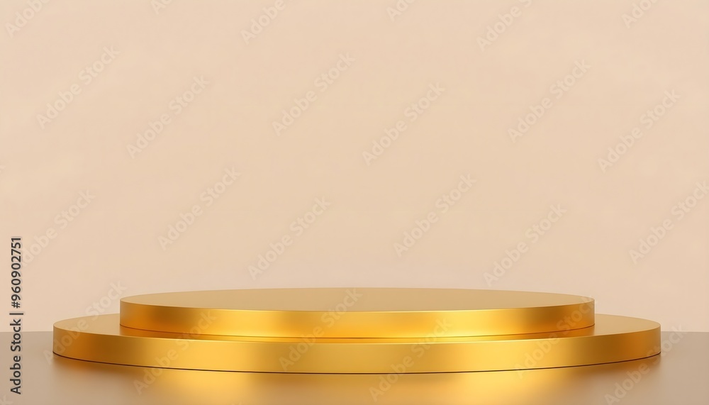 Gold metal podium pedestal with matte color background. Style-80