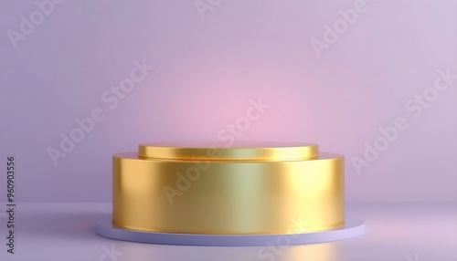 Gold metal podium pedestal with matte color background. Style-112