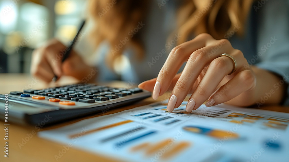 Women Using Calculators for Financial Figures Calculation Women Using Calculators for Financial Figures Calculation