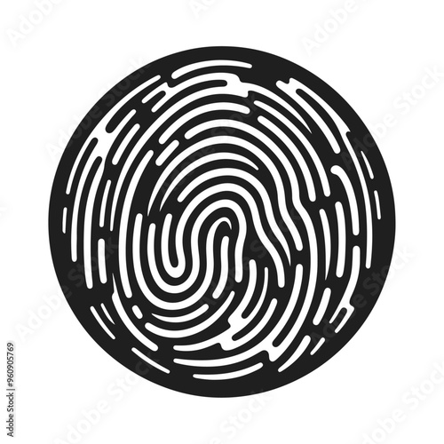 Individuality fingerprint touching identity silhouette icon and vector illustration