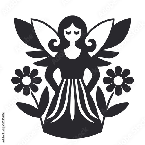 This artwork features a whimsical fairy with delicate wings standing gracefully among beautiful flowers highlighting intricate paper quilling techniques