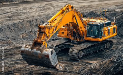 Powerful Excavator Digging in a Mine photo